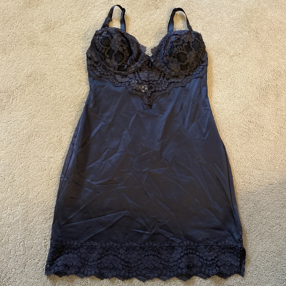 VTG SATIN SHINY BODYCON SLIM NIP TUCK VICTORIA'S SECRET SHAPER DRESS SZ 34C